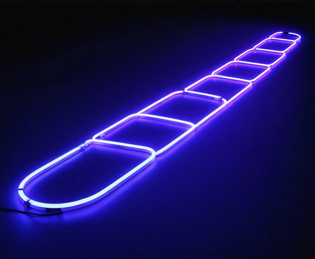 Päť neonových čiar symbolizujúcich cestu k úspechu